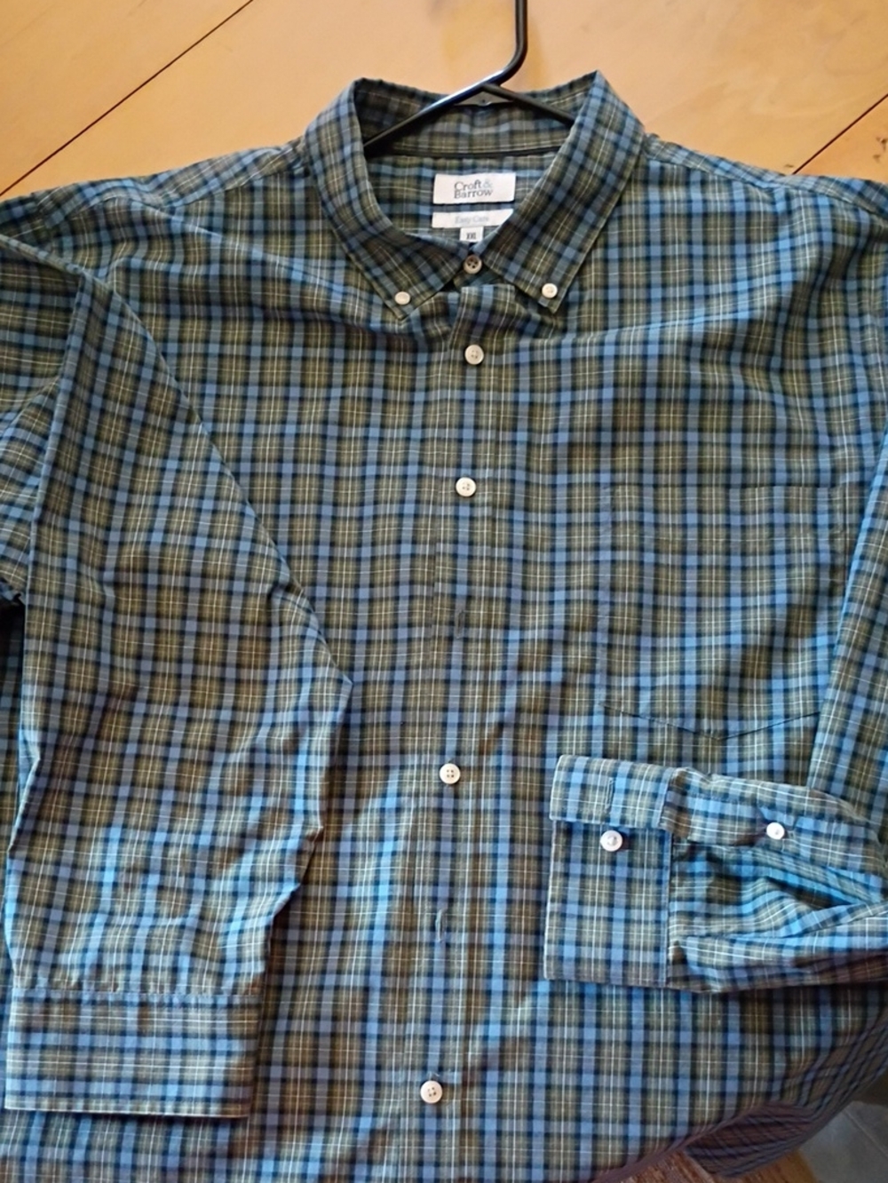 croft & barrow Blue and Green Plaid Button-Down Shirt